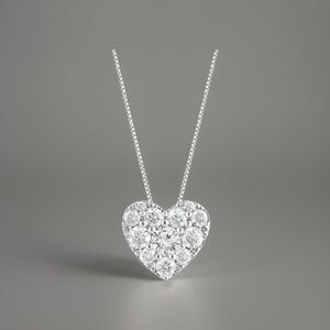 Unique Moments 1/2 Ct Round Lab Grown Diamond Heart Pendant in Sterling Silver
